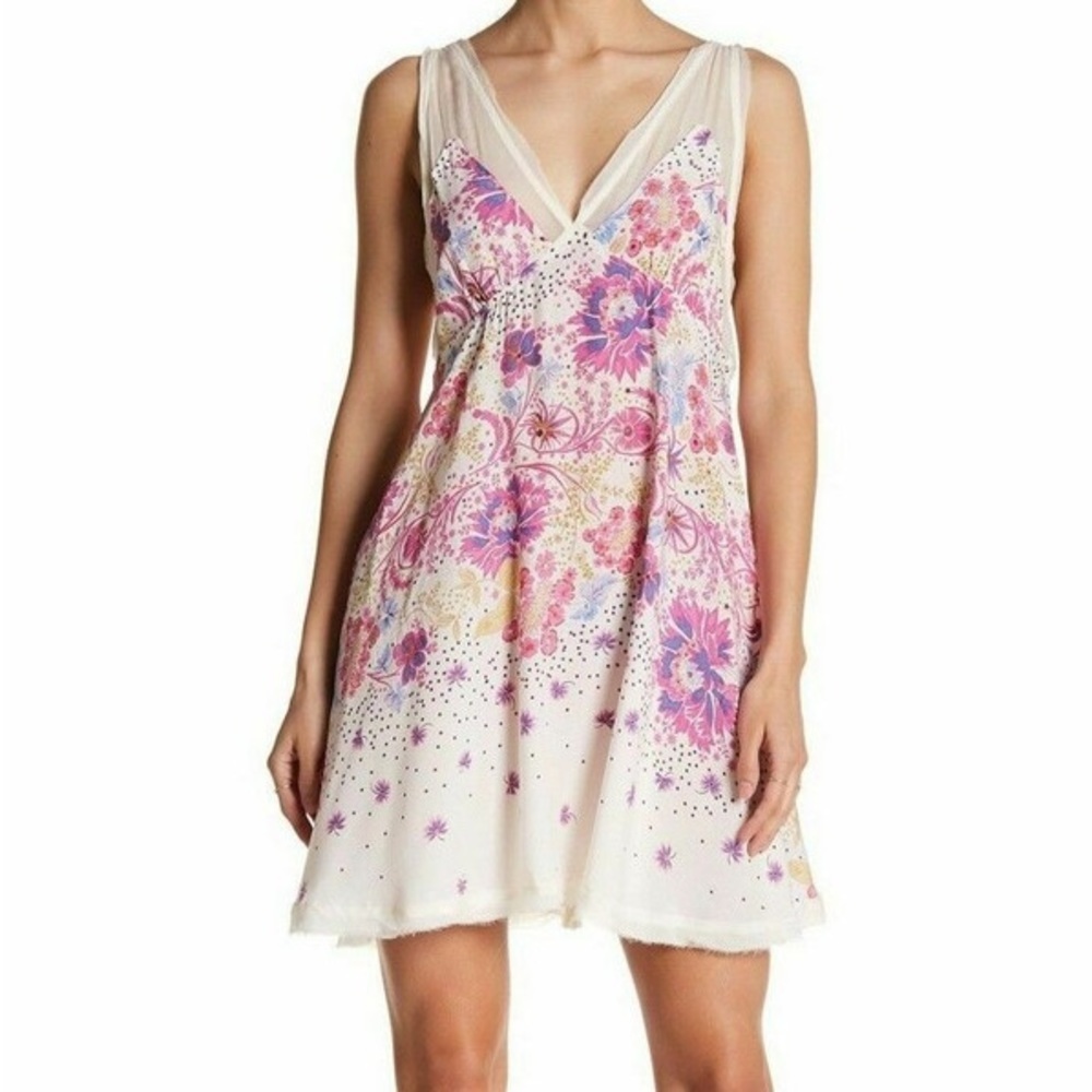 Intimately Free People Longwood All Mixed Up Printed Slip Dress Ivory Combo XS